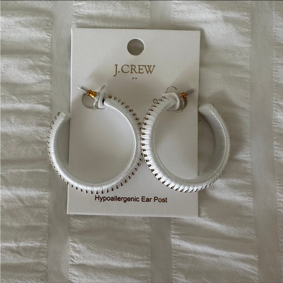 NWT J.Crew White Gold Hopp Earrings - Picture 1 of 5